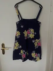 Vorschaubild 2 von Damen Sommerkleid Gr. 40/L Blau Blumenmuster Feminin