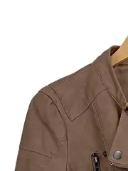 Vorschaubild 2 von Damen Kunstlederjacke Bikerjacke Braun Gr. 36/S Wildlederoptik