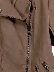 Vorschaubild 3 von Damen Kunstlederjacke Bikerjacke Braun Gr. 36/S Wildlederoptik