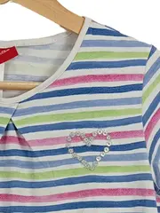 Vorschaubild 3 von Mädchen T-Shirt Gr. 140 gestreift Herz Strass Baumwolle