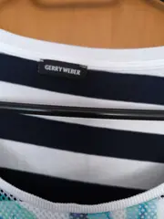 Vorschaubild 6 von Damen T-Shirt Gr. 40 Blau Weiß Streifen Pailletten Blumen