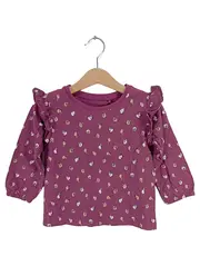 Vorschaubild 1 von Mädchen Langarmshirt Gr. 86 Hase Rüschen Lila Baumwolle