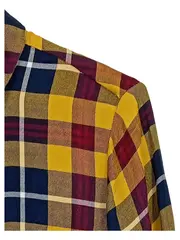 Vorschaubild 5 von Damen Bluse Kariert Gr. 34/XS Gelb Blau Rot Langarm Viskose