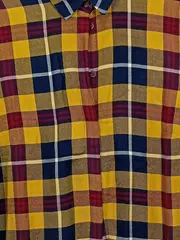 Vorschaubild 3 von Damen Bluse Kariert Gr. 34/XS Gelb Blau Rot Langarm Viskose