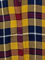 Vorschaubild 4 von Damen Bluse Kariert Gr. 34/XS Gelb Blau Rot Langarm Viskose