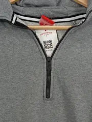 Vorschaubild 3 von Herren Kapuzenpullover Hoodie Half-Zip Grau Meliert Größe M