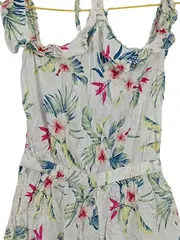 Vorschaubild 2 von Jumpsuit Damen Blumenmuster Viskose Playsuit Kurz Weiß XS