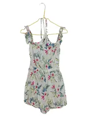 Vorschaubild 1 von Jumpsuit Damen Blumenmuster Viskose Playsuit Kurz Weiß XS