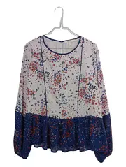 Vorschaubild 1 von Damen Bluse Viskose Gr. 36/S Floral Rüschen Langarm Frühjahr