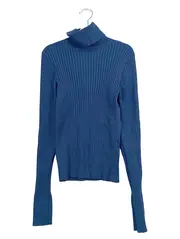 Vorschaubild 1 von EDC Damen Rollkragen Pullover Strickpullover Rippstrick Blau Gr. 34/XS Viskose