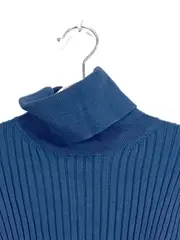 Vorschaubild 4 von EDC Damen Rollkragen Pullover Strickpullover Rippstrick Blau Gr. 34/XS Viskose