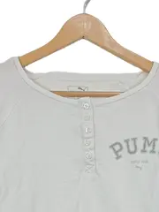 Vorschaubild 2 von Damen Langarmshirt Henley Weiß Gr. 42/XL Baumwolle Logo Print Freizeit
