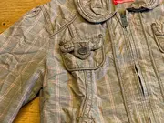 Vorschaubild 3 von Sweatjacke Damen Kariert Baumwolle Beige Gr. M