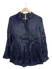 Vorschaubild 1 von Damen Hemdbluse Langarm Gr. 38/M Blau Elegant