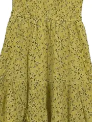 Vorschaubild 2 von Sommerkleid Damen Gr. 34 XS Gelb Blumenmuster Viskose Minikleid