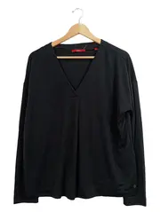 Vorschaubild 1 von Damen Langarmshirt Shirt Gr. 42 XL Schwarz Modal V-Ausschnitt Basic