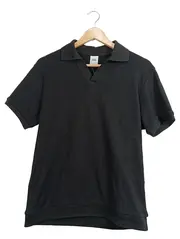 Vorschaubild 1 von Herren Poloshirt Gr. 48/M Schwarz Rippstrick Kurzarm Casual Baumwoll-Mix