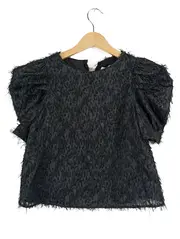 Vorschaubild 1 von Mädchen Bluse Gr. 134 Schwarz Fransen Struktur Elegant