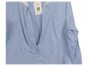 Vorschaubild 2 von Damen Bluse Langarm Gr. 42 Blau Weiß Gepunktet Baumwolle