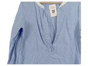 Vorschaubild 3 von Damen Bluse Langarm Gr. 42 Blau Weiß Gepunktet Baumwolle