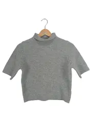 Vorschaubild 1 von Damen Pullover Gr. S Grau Rollkragen Kurzarm Strick Meliert