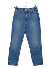 Vorschaubild 1 von Mom Jeans Damen Gr. 40/L Blau High Waist Baumwolle Casual