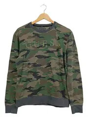 Vorschaubild 1 von Pullover Herren Camouflage Logo Print Grün Gr. S Baumwolle