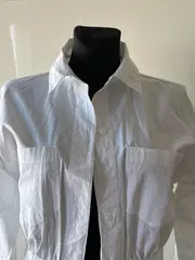 Vorschaubild 2 von Damen Hemdbluse Hemd Jacke Weiß Gr. 40/L Casual