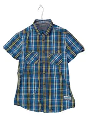 Vorschaubild 1 von Herren Freizeithemd Kurzarm Kariert Blau Gelb Gr. S