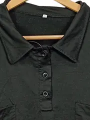 Vorschaubild 4 von Damen Crop Poloshirt Schwarz Gr. M/38 Kurzarm mit Taschen