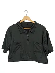 Vorschaubild 1 von Damen Crop Poloshirt Schwarz Gr. M/38 Kurzarm mit Taschen