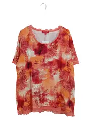 Vorschaubild 1 von THEA Damen T-Shirt Viskose Abstrakt Rüsche Kurzarm Mehrfarbig Gr. 48/4XL