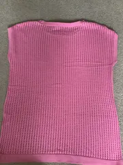 Vorschaubild 3 von Damen Pullover Gr. 40/M Pink Lochmuster Kurzarm Viskose