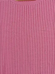 Vorschaubild 5 von Damen Pullover Gr. 40/M Pink Lochmuster Kurzarm Viskose