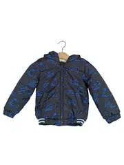 Vorschaubild 1 von Steppjacke Kinder Gr. 86 Bagger-Muster Blau Kapuze