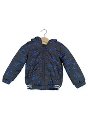 Vorschaubild 2 von Steppjacke Kinder Gr. 86 Bagger-Muster Blau Kapuze