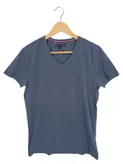 Vorschaubild 1 von Herren T-Shirt V-Ausschnitt Blau Gr. M Slim Fit