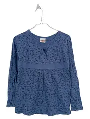 Vorschaubild 1 von Mädchen Langarmshirt Gr. 140/146 Blau Blumenmuster Baumwolle