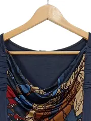 Vorschaubild 3 von Damen Sommerkleid Gr. 36 Blau Abstrakt Wasserfallausschnitt