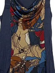 Vorschaubild 2 von Damen Sommerkleid Gr. 36 Blau Abstrakt Wasserfallausschnitt