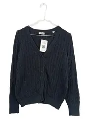Vorschaubild 1 von Damen Strickjacke Zopfmuster Cardigan Schwarz Gr. S/36