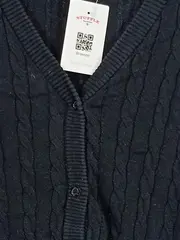 Vorschaubild 3 von Damen Strickjacke Zopfmuster Cardigan Schwarz Gr. S/36
