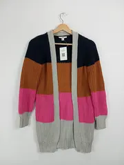Vorschaubild 2 von Strickjacke Cardigan Gr. 152 Mädchen Baumwolle Mix Gestreift Bunt Casual