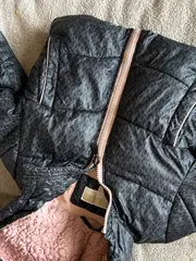 Vorschaubild 6 von Kinder Steppjacke Gr. 86 18M Grau Logo-Print Kapuze