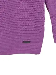 Vorschaubild 2 von Pullover Damen Gr. 36/S Lila Baumwolle Rippstrick Strickpulli Basic