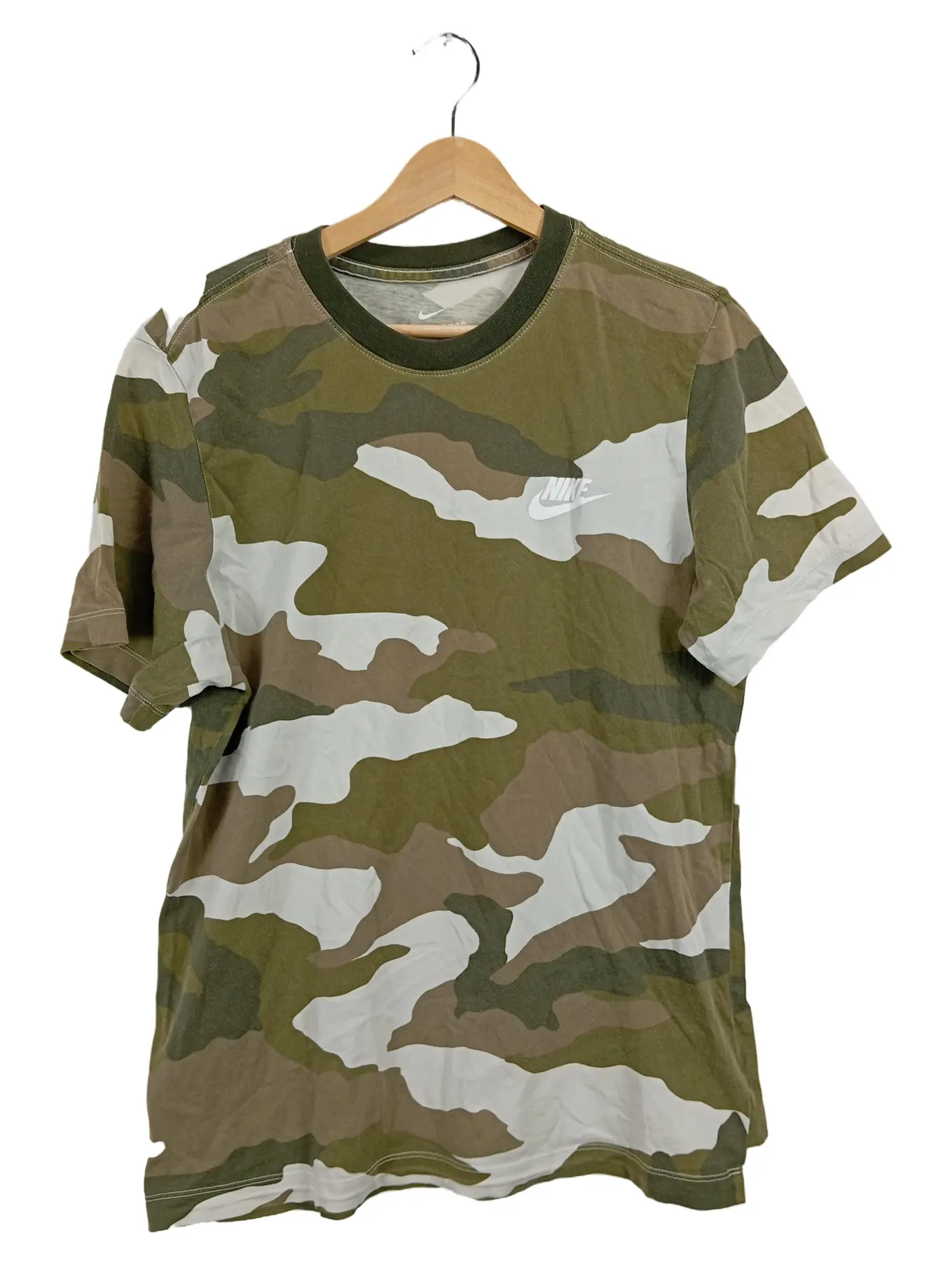 NIKE Herren T-Shirt Camouflage Kurzarm Sportlich Freizeit Mehrfarbig Gr. 38