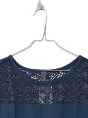 Vorschaubild 2 von Premium Damen Bluse Gr. 36 Blau Spitze Elegant Top