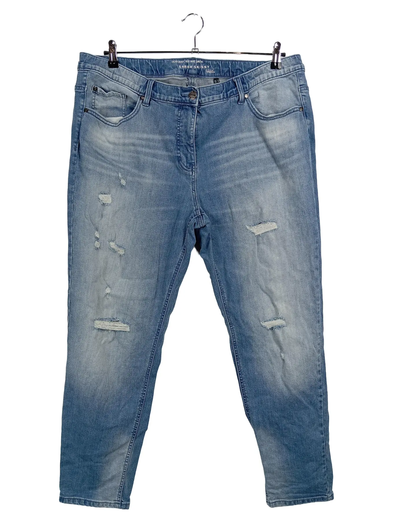 ULLA POPKEN Sarah Skinny Destroyed Jeans Damen Blau Gr. 50 L30