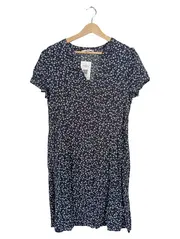 Vorschaubild 1 von Sommerkleid Blumenmuster Midikleid Damen Gr. 42/XL Blau Viskose