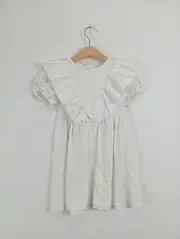 Vorschaubild 2 von Mädchen Kleid Gr. 116 Weiß Rüschen Sommer Freizeit Festlich Polyester